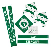 BRADY 178550 Floor Marking Kit, Keep Clear AED, Keep Clear, Vinyl, Green / White, Assembled Size 30" x 36"