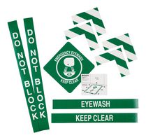 BRADY 178551 Floor Marking Kit, Emergency Eyewash, Keep Clear, Vinyl, Green / White, Assembled Size 30" x 36"