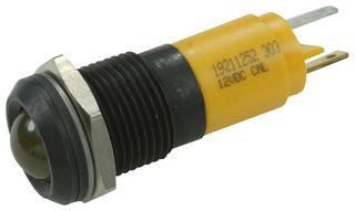 CML INNOVATIVE TECHNOLOGIES 19211252 LED Panel Mount Indicator, Black Chrome Bezel, Yellow, 12 VDC, 14 mm, 20 mA, 70 mcd, IP40