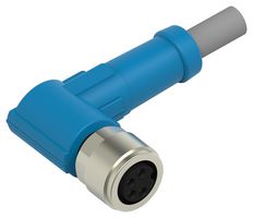 TE CONNECTIVITY T4051420004-003 Sensor Cable, 90° M8 Receptacle, Free End, 4 Positions, 1.5 m, 4.9 ft, T405 Series
