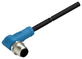 TE CONNECTIVITY T4151210004-005 Sensor Cable, 90° M12 Plug, Free End, 4 Positions, 5 m, 16.4 ft, T415 Series