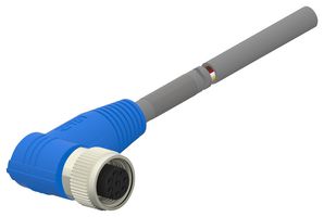 TE CONNECTIVITY T4151420008-005 Sensor Cable, 90° M12 Receptacle, Free End, 8 Positions, 5 m, 16.4 ft, T415 Series
