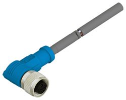 TE CONNECTIVITY T4161420004-005 Sensor Cable, Shielded, 90° M12 Receptacle, Free End, 4 Positions, 5 m, 16.4 ft, T416 Series