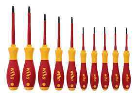 WIHA 32592 Screwdriver Set, Insulated, T6, T7, T8, T9, T10, T15, T20, T25, T27, T30 Torx, 10 Piece