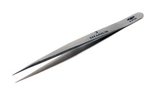 AVEN 18053TT Tweezers, Precision, Style 3, Straight/Flat, 125mm Overall Length, Titanium