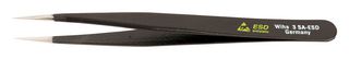 WIHA 44506 Tweezer, ESD, Straight, Round, Stainless Steel, 120 mm