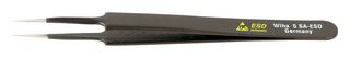 WIHA 44509 Tweezer, ESD, Straight, Pointed, Stainless Steel, 110 mm