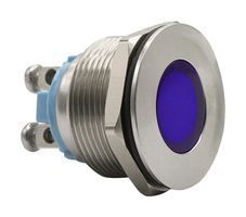 DIALIGHT 622-1401-304F LED Panel Mount Indicator, Blue, 3 VDC, 22 mm, 15 mA, 300 mcd, IP66, IP67, IK10, NEMA 4X