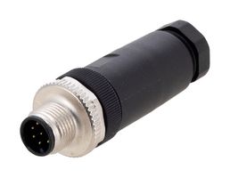 L-COM M12FT8AM Sensor Connector, M12, Plug, 8 Contacts, Screw Pin, Straight Cable Mount