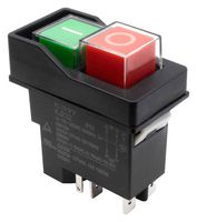 E-SWITCH KJE32211111 Industrial Pushbutton Switch, KJE32 Series, DPST-NO-DM, Double Headed - Square, Green, Red
