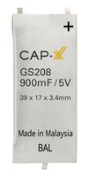 CAP-XX GS208F Supercapacitor, 0.9 F, 5 V, Solder, ± 20%