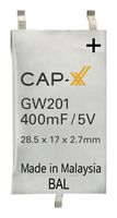 CAP-XX GW201F Supercapacitor, 0.4 F, 5 V, Solder, ± 20%