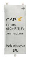 CAP-XX HS206F Supercapacitor, 0.65 F, 5.5 V, Solder, ± 20%