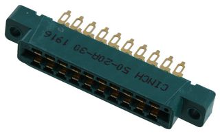CINCH CONNECTIVITY SOLUTIONS 50-20A-30 Card Edge Connector, Dual Side, 1.8 mm, 20 Contacts, Panel Mount, Straight