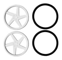 KITRONIK 2593-SV Wheel Kit, White, 5 Spoke, ABS, Rotation Servo Motors
