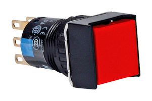 IDEC AB6Q-A1-R Industrial Pushbutton Switch, A6 Series, 16 mm, SPDT, Maintained, Square, Red