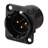 SWITCHCRAFT/CONXALL E3MSCBAU XLR Connector, 3 Contacts, Plug, Panel Mount, Gold Plated Contacts