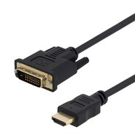 L-COM HD-DVII-MM-3 Audio / Video Cable Assembly, HDMI Type A Plug, DVI-D Plug, 3 ", 76.2 mm, Black