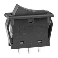 NKK SWITCHES CWT12AAS1/CUL Rocker Switch, Miniature, On-None-On, SPDT, Non Illuminated, Panel, Snap-In, Black, CW Series