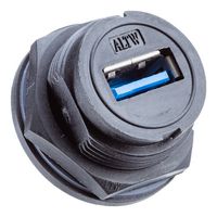 AMPHENOL LTW UA-30PMFL-LC7B20 USB Cable, Type A Plug to Sealed Type A Receptacle, 200 mm, 7.9 ", USB 3.0, Black