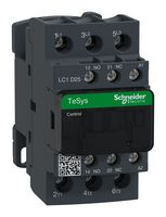 SCHNEIDER ELECTRIC LC1D25U7 Contactor, LC1D, 25 A, DIN Rail, 600 VAC, 3PST-NO, 3 Pole, 20 hp