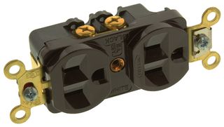 HUBBELL WIRING DEVICES HBL5242 Power Entry Connector, Electrical AC Power, 15 A, Brown, PET (Polyethylene Terephthalate) Body