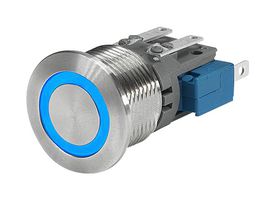 SCHURTER 3-102-624 Vandal Resistant Switch, SPDT, Natural, MSM Series, Momentary, Blue, Quick Connect