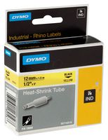 DYMO 18056 Wire Marker, Rhino™ Tape Cassette, Heat Shrinkable Sleeve, PO (Polyolefin), Yellow, 12mm x 1.5m