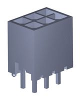 MOLEX 206832-0601 Pin Header, Wire-to-Board, 3 mm, 2 Rows, 6 Contacts, Through Hole Straight, Micro-Fit+ 206832