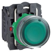 SCHNEIDER ELECTRIC XB5AW33B3 Industrial Pushbutton Switch, Harmony XB5 Series, 22 mm, DPST-NO, Momentary, Flush, Green