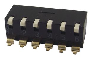 OMRON ELECTRONIC COMPONENTS A6SR-6104 DIP / SIP Switch, Low Profile, 6 Circuits, Piano Key, Surface Mount, SPST, 24 V, 25 mA
