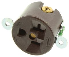 HUBBELL WIRING DEVICES HBL5358 Power Entry Connector, Power Entry, 20 A, Brown, Nylon (Polyamide) Body, 125 V