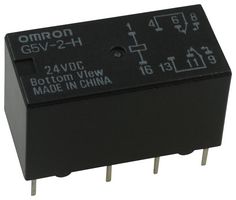 OMRON ELECTRONIC COMPONENTS G5V-2-H-DC24 Signal Relay, 24 VDC, DPDT, 1 A, G5V-2 Series, Through Hole, Non Latching