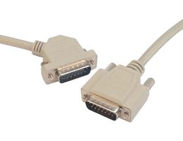 L-COM CSMN4515-2MM-15 Computer Cable, D Sub 15 Position Plug, 45° D Sub 15 Position Plug, 15 ft, 4.6 m, Light Gray