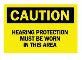 BRADY 84784 Safety Sign, Caution Hearing Protection Must Be Worn In This Area, 177.8 mm, 254 mm