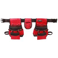 DURATOOL 22-27520 Tool Belt, Nylon, Black / Red, 2 Pouch