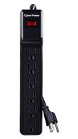 CYBER POWER SYSTEMS CSB6012 Surge Protector, 6 Outlets, NEMA 5-15R, 15 A, 125 V, NEMA 5-15P, 12 ft