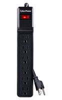 CYBER POWER SYSTEMS CSB604 Surge Protector, 6 Outlets, NEMA 5-15R, 15 A, 125 V, NEMA 5-15P, 4 ft