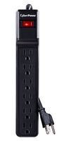 CYBER POWER SYSTEMS CSB606 Surge Protector, 6 Outlets, NEMA 5-15R, 15 A, 125 V, NEMA 5-15P, 6 ft