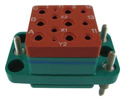 AMPHENOL PCD M12883/54-02 WC Relay Socket, w/ Contacts, 3 Pole, Panel, 11 Pins, 25 A, RSE Series