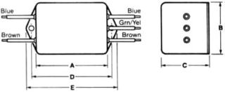 TE CONNECTIVITY - CORCOM 6ET3 Power Line Filter, Chassis, General Purpose, 250 VAC, 6 A, Single Phase, 1 Stage, Chassis Mount