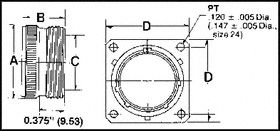 AMPHENOL INDUSTRIAL PT00A12-10S Circular Connector, PT Series, MIL-DTL-26482 Series I, Wall Mount Receptacle, 10 Contacts