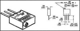 BOURNS 3292X-1-103LF Trimmer, Multi Turn, Cermet, Side Adjust, 10 kohm, Through Hole, 25 Turns