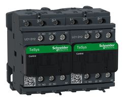SCHNEIDER ELECTRIC LC2D12G7 Contactor, LC2D, 12 A, DIN Rail, 600 VAC, 3PST-NO, 3 Pole, 10 hp