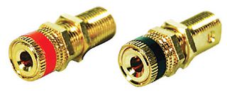 MCM CUSTOM AUDIO 50-10810 Binding Post, Set of 2, Adaptiplate Series, Gold Plated Contacts, Cable Mount, Black, Red
