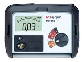 MEGGER MIT310-EN Insulation Tester, Analogue / Digital Megohmmeter, 250V, 500V, 1kV, 10kohm to 999Mohm, -10 °C