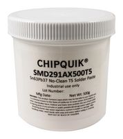CHIP QUIK SMD291AX500T5 Solder Paste, Synthetic No Clean, 63, 37 Sn, Pb Solder Alloy, 183 °C Melting Temperature, 500 g