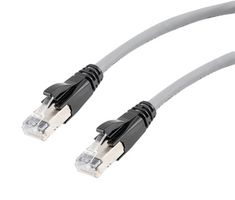 L-COM TRD626ASR-GRY-2F Ethernet Cable, 10 Gigabit, 26AWG, Cat6a, RJ45 Plug to RJ45 Plug