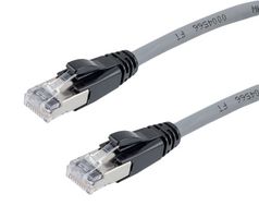 L-COM TRD626ASZ-GRY-1F Ethernet Cable, 10 Gigabit, 26AWG, Cat6a, RJ45 Plug to RJ45 Plug