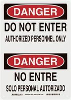 BRADY 38104 Safety Sign, Bilingual Warning